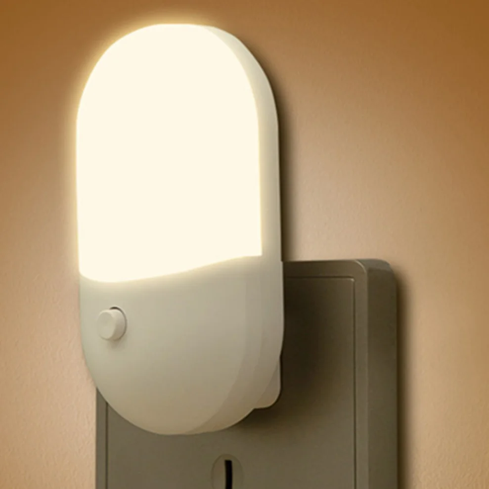 

LDHLM Energy Saving 3W Night Light Plug-in LED Feeding Socket Lamp Indoor Lighting Bedroom Night Bedside Lamp US/EU Two-color