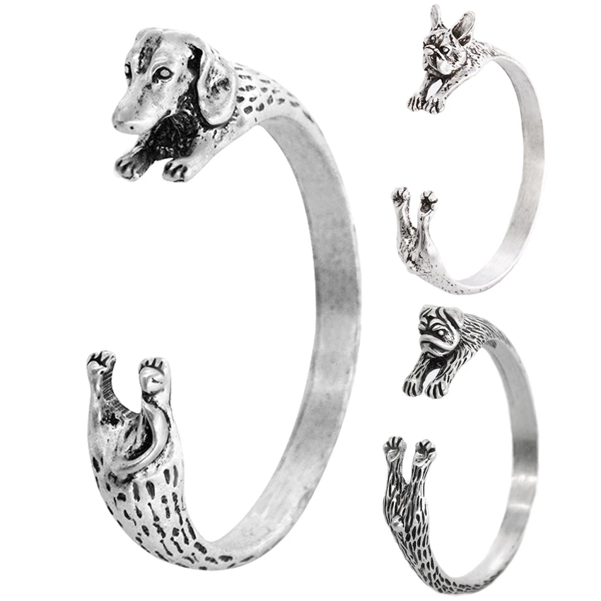 Vintage French Bulldog Dachshund Pug Dog Bangle Bracelets for Women Men Jewelry Gift for French Bulldog Lover