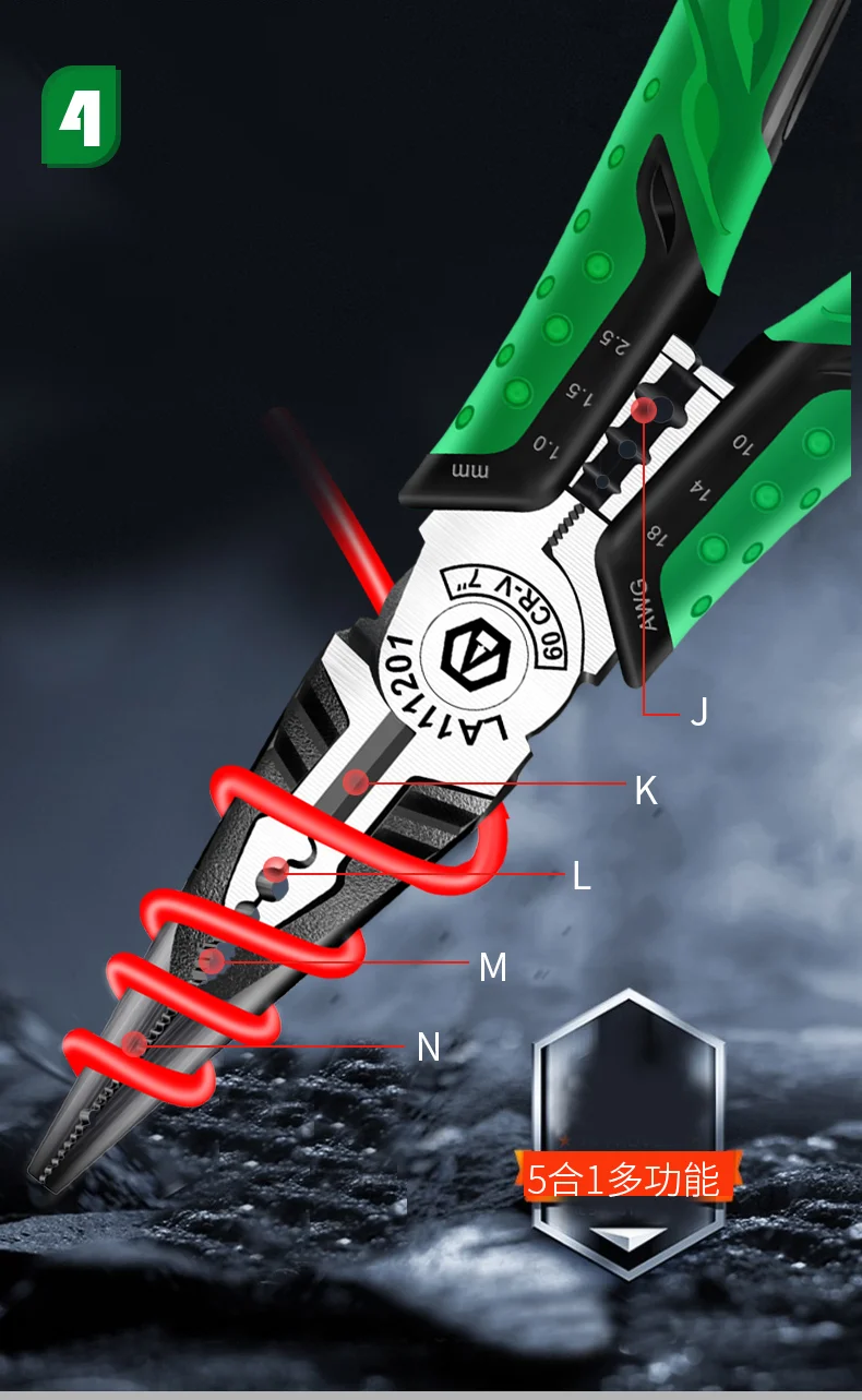 Laoa Multifunktions-Abisolierzange Diagonal zange Drahts ch neider Lang zange Seitens ch neider Kabels chere Elektriker Handwerkzeuge – Detail 8