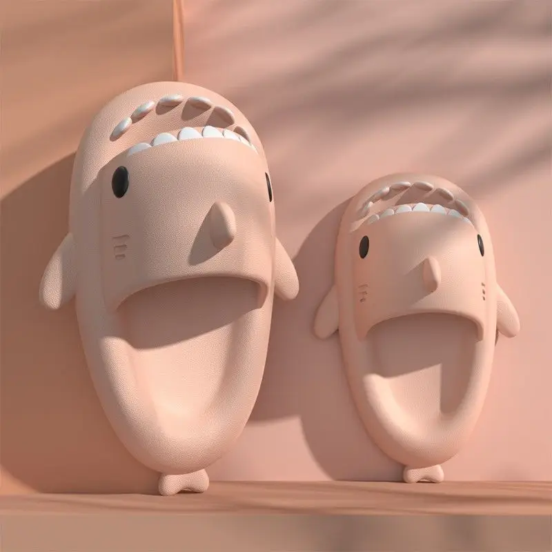 Women Shark Slippers Cute Summer Home Anti-skid EVA Kid Sandals Bathroom Flip Flops Men Outdoor Cool Beach Solid Color Slides 2