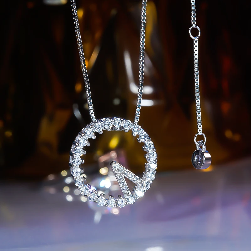 

Trendy 100% 925 Sterling Silver Clock Round Cubic Zirconia Necklace For Women Luxury Valentines Day Gift Wedding Fine Jewelry
