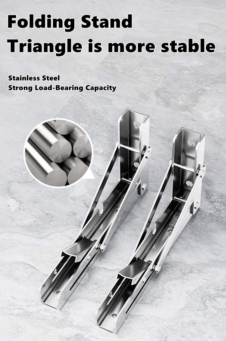 2PCS Multiple Sizes Triangle Folding Bracket Shelf Table Desk Floating Shelf Collapsible Space Saving DIY Wall Mounted Bracket