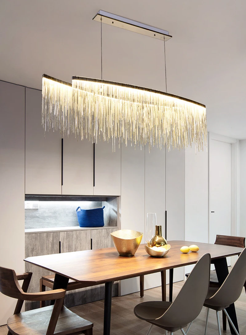 

Современная Скандинавская роскошная люстра с кисточками для ресторана, дизайнерская декоративная Роскошная Инженерная цепочка для гостиницы, художественное освещение для гостиной