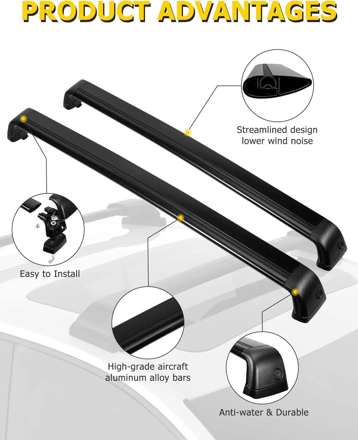 Lockable Roof Rack Cross Bars Fit For Tesla Model Y Juniper 2025 & Model Y-3 Highland-Cargo Crossbar
