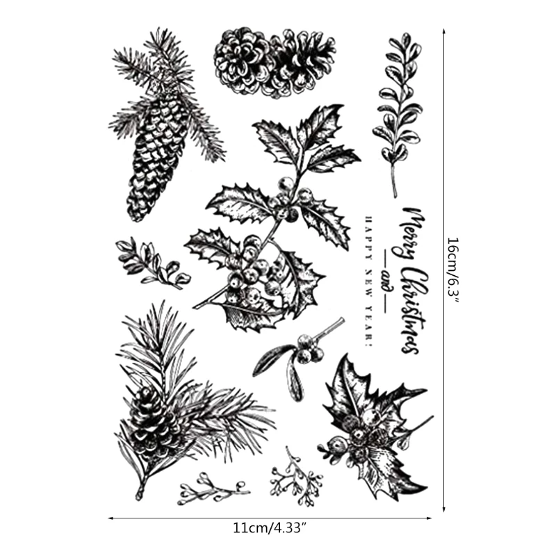 Christmas Pine Cones Silicone Clear Seal Stamp DIY Scrapbooking Embossing Photo K92A