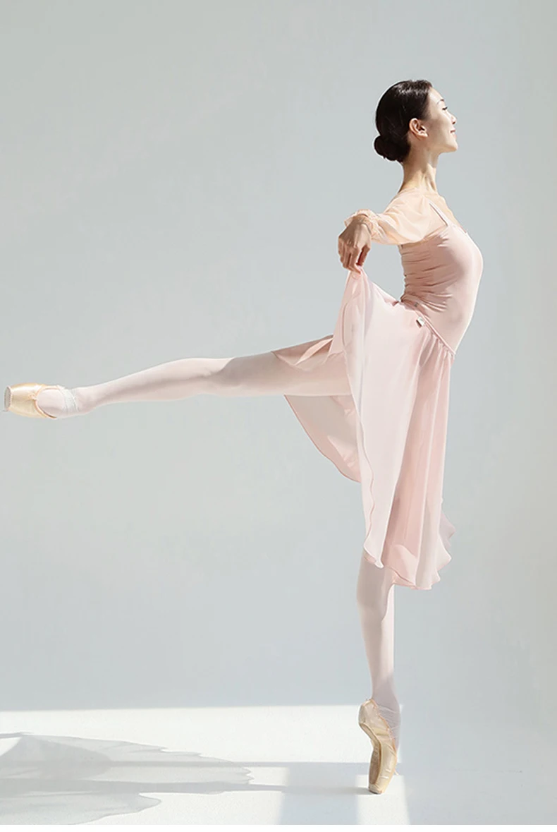 Ballett-Tutu, Tanzkostüm, Gymnastikkostüm, Chiffon-Kleid, Halblanger Rock, Erwachsenen-Kunstturnen-Kostüm – Detail 18