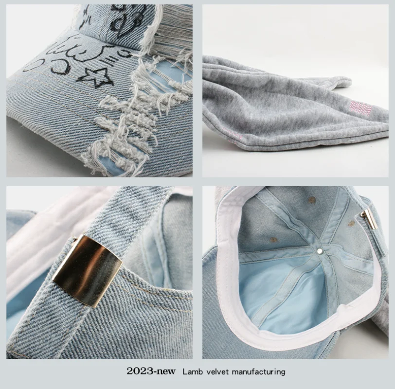 NewJeans MinJi Haerin OMG Stage Long chapeau d'oreille de lapin Y2K Style Denim bleu casquette de Baseball mode Hip-Pop casquette Couple cadeaux d'anniversaire_voghion.com