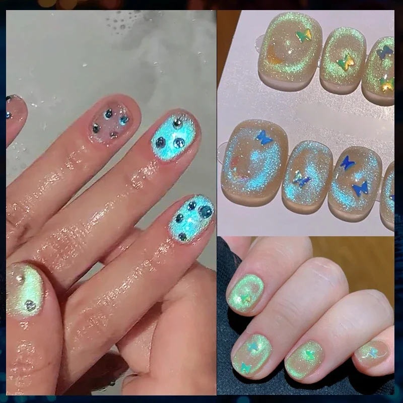 BOKO 1 Box Fairy Super Bright Water Blue Cat Magnetic Chrome Powder Snowlight Glitter Blue Tears Charm Rubbing Dust On Manicure nail powder,nail glitter,nail pigment,nail decoration,nail decorations