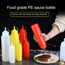 Botella exprimible de plástico para salsa, vinagre, aceite, Ketchup, vinagrera, accesorios de cocina, dispensador de condimentos, 8oz, 12oz