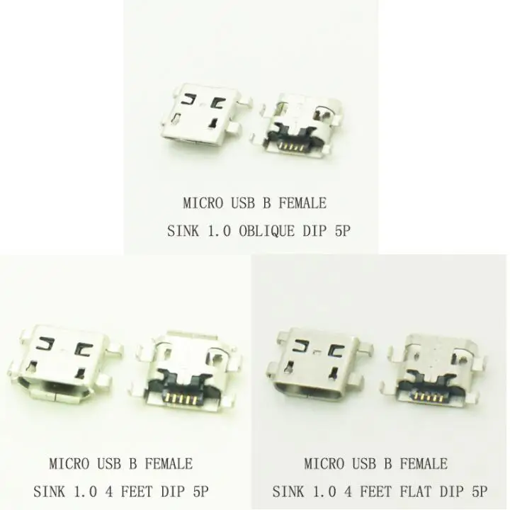 

10/30PCS Micro USB 2.0 Sink 1.0 4Feet DIP 5Pin Charging Socket USB Connector Female Mini USB Jack