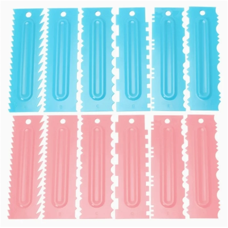 Comb Cake Scraper Pattern Cream Scraper 6 Piece Set DIY Baking Tools Plastic Cream Set Baking Accessories