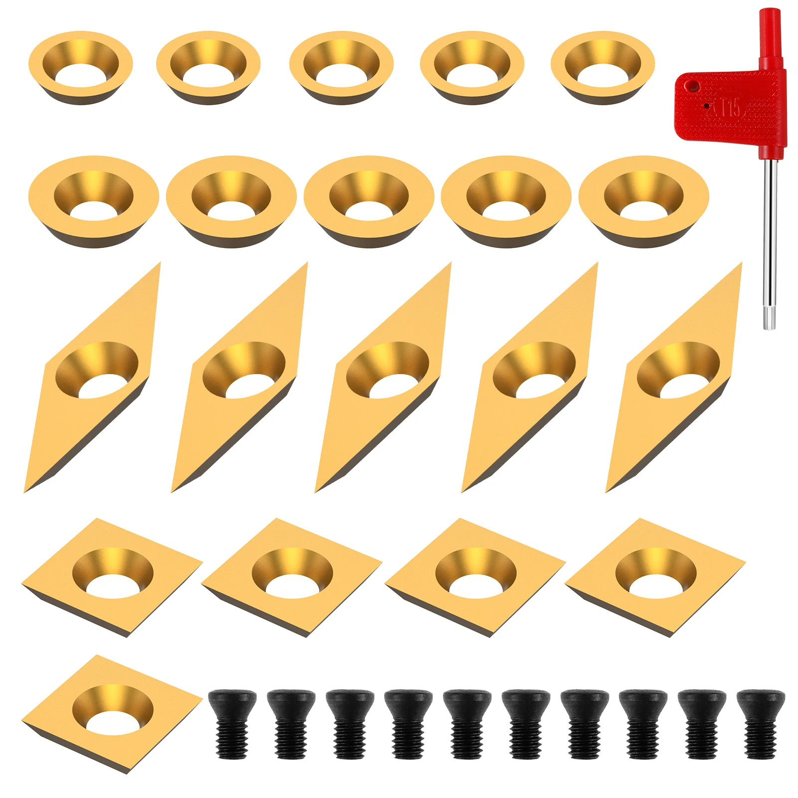 

31Pcs Tungsten Carbide Cutters Insert Set Sturdy Carbide Cutter Carbide Replacement Cutter Square/Round/ Rhombus Shape Cutter