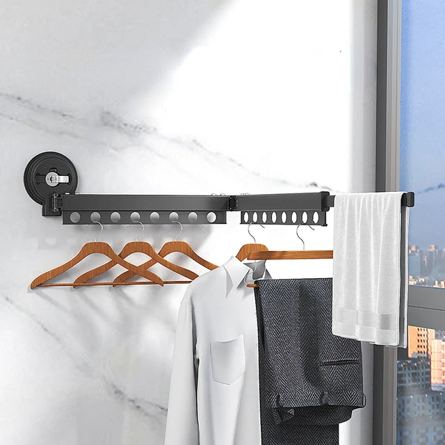 Retractable Cloth Drying Rack Folding Clothes Hanger Wall Mount