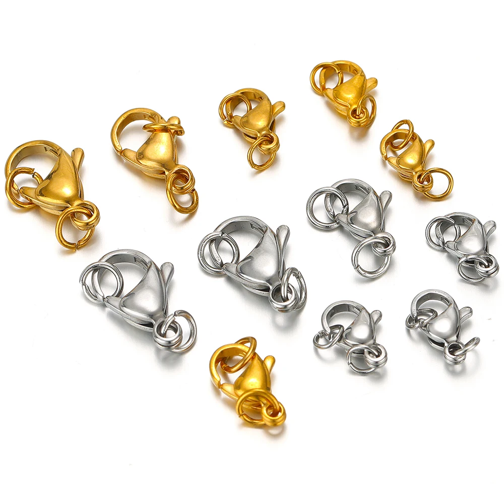 25 Stück Edelstahl-Karabinerverschluss mit Biegeringen für DIY-Kette, Halskette, Armband, Schmuckherstellung, Zubehör, Verbinder