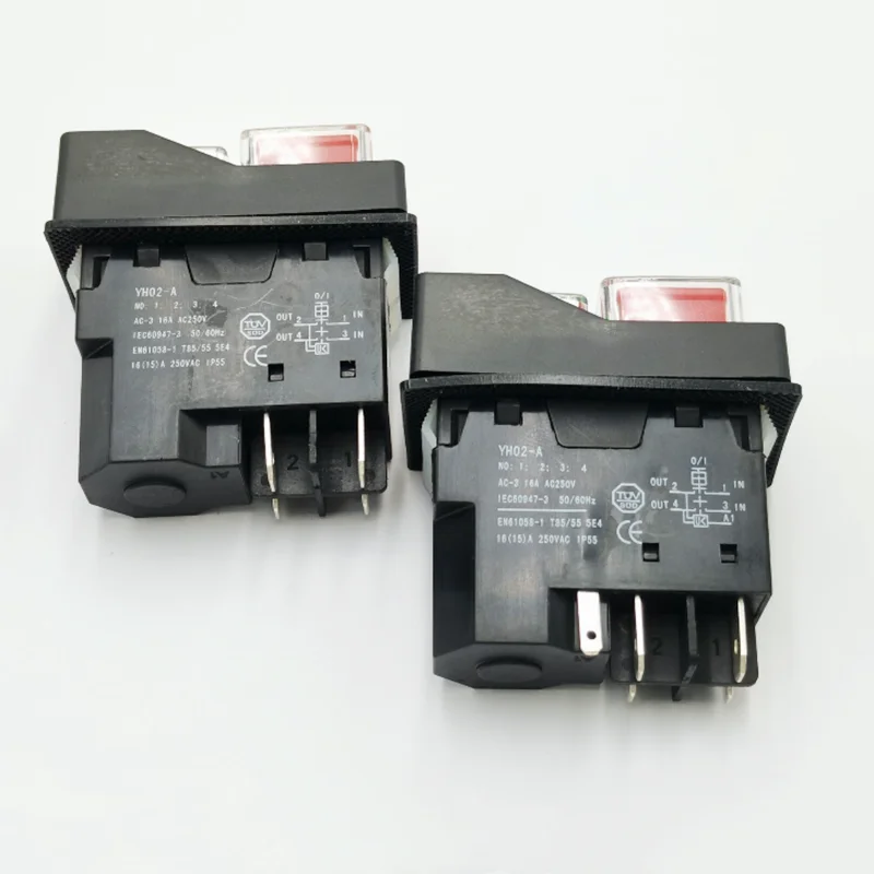 YH02-A 4Pins/5Pins Elektromagnetische Starter Drukknop Schakelaars 16A AC250V IP55 Waterdichte Machine Tuin Tool Kan Vervangen KJD17