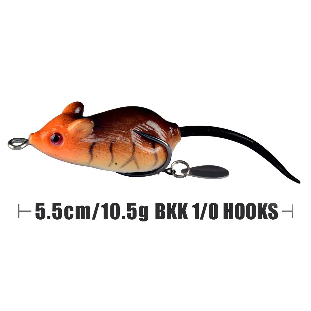 Billings Surface-Type Soft Mouse-Style Köder, realistische Mausimitation, 5,5 cm/10,5 g, für Süßwasser, Doppelhaken, ohne Widerhaken, Frosch-Wobbler – Detail 11