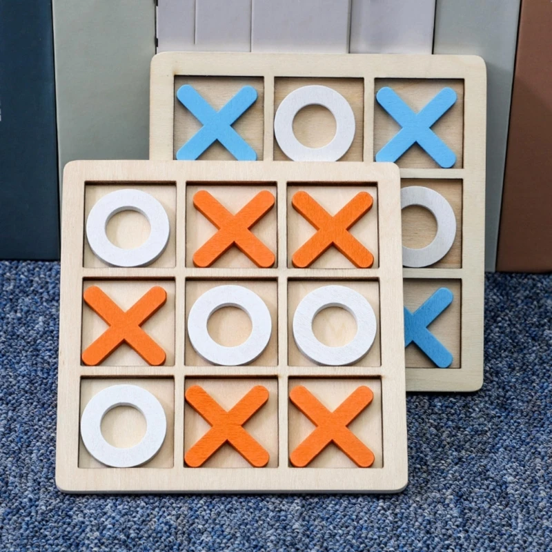 Board Game Toy Noughts And Crosses Wooden Board Puzzle