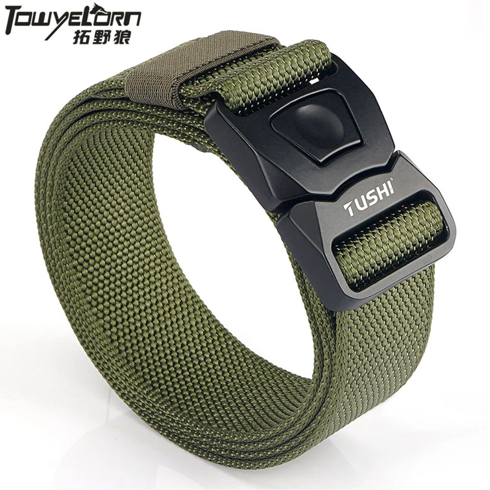 Quick Release Pluggable Buckle Tactical Belt Tough Nylon Military Belt For Men Combat Durable Male Jeans Waistband Hunting