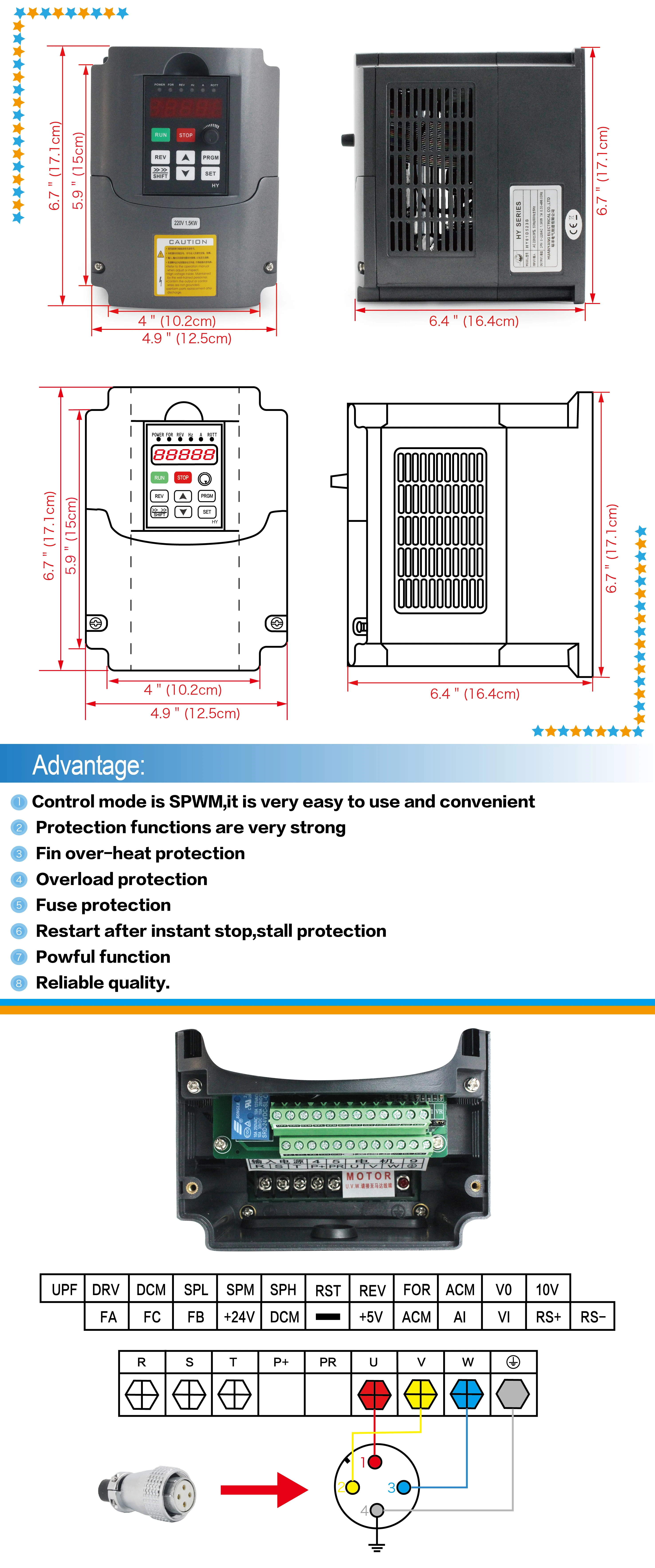 1.5kW ER11 220V water-cooled spindle motor 6-piece set (with 1.5KW HY inverter, etc.) for CNC engravers and milling machines