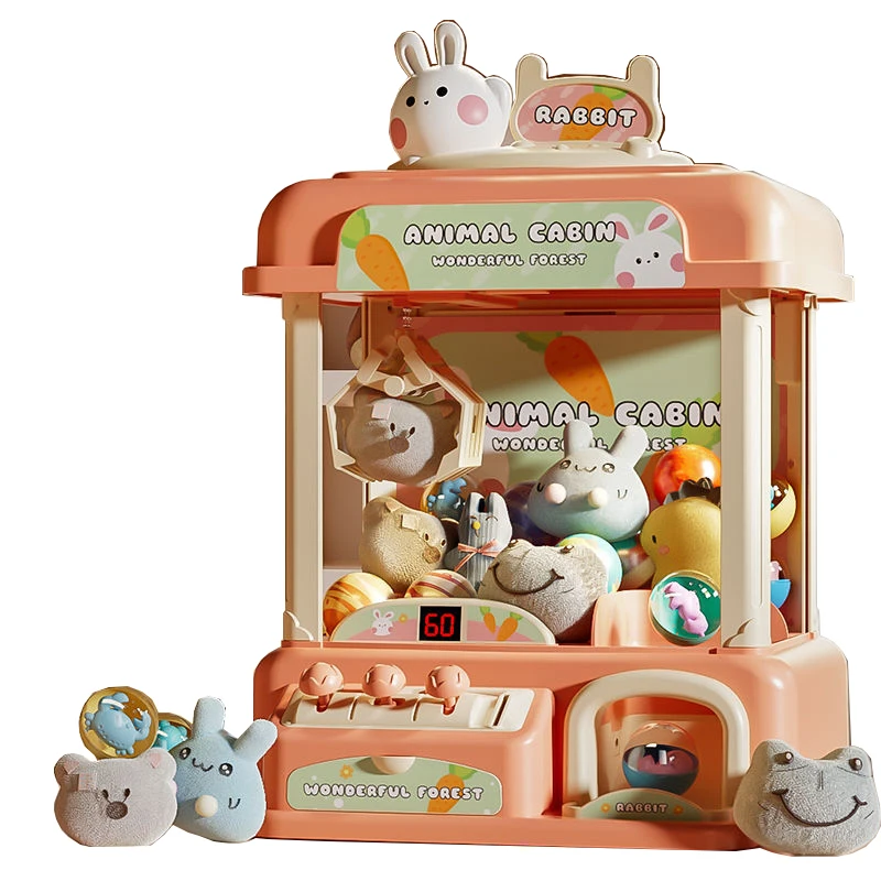 Mini Doll Machine Coin Operated Doll Grabber Claw Arcade Crane Machine Kids Clip Doll Claw Machine with Sound And Lighting 6