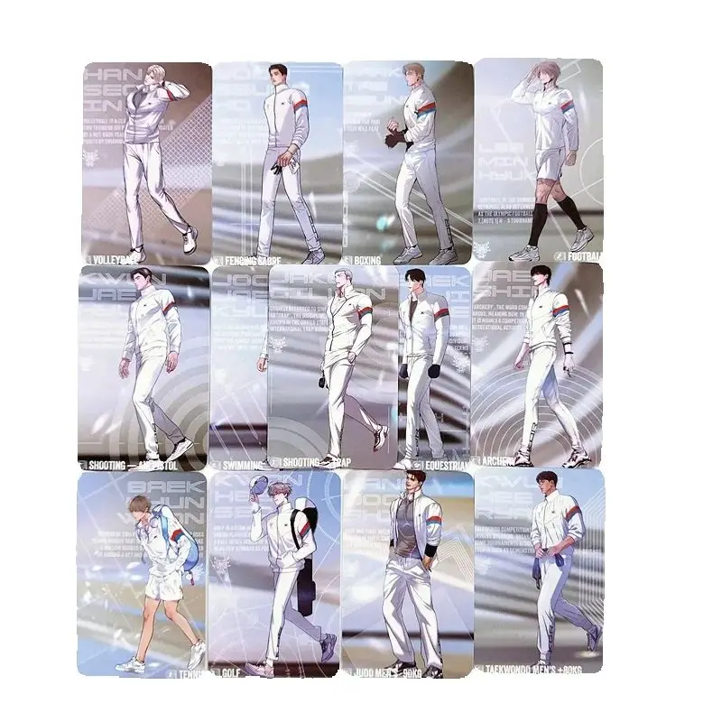 Korean Manga Comic Character 3-Inch Photo Card Fan Collection - 13 Piece Set