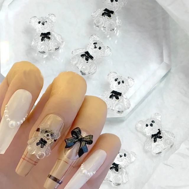 10pcs 3D Flatback Aurora White Bear Nail Charms Colorful Resin Kawaii Bear  Nail Decorations Manicure Design Jewelry Accessories - AliExpress