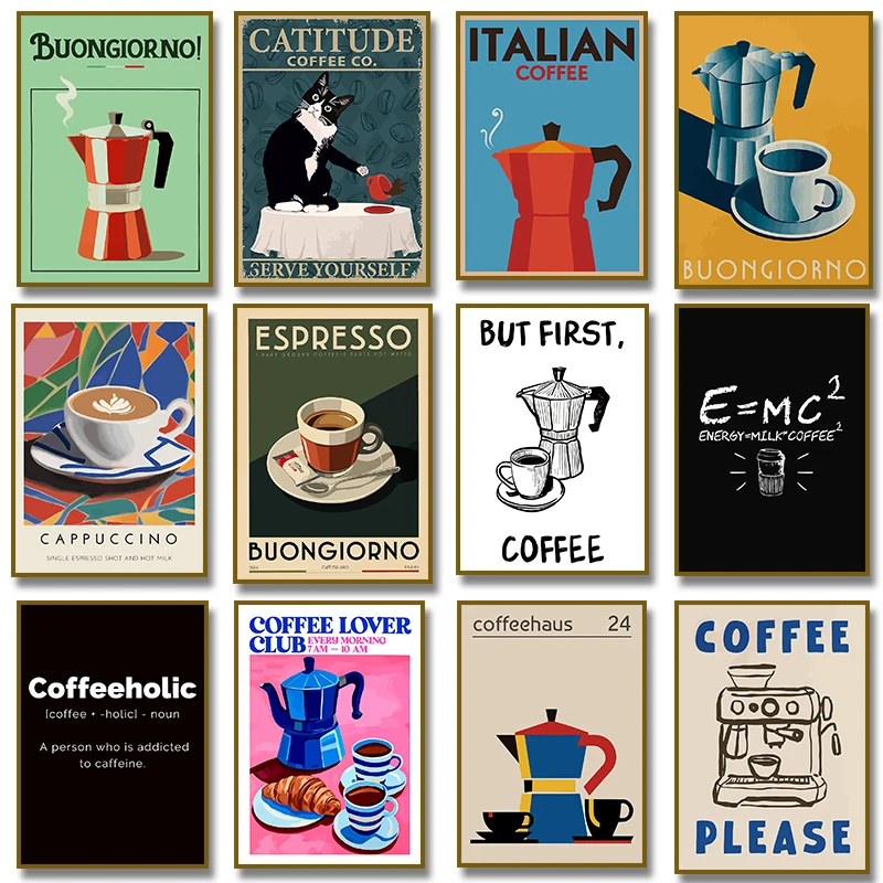 Affiche Hello Coffee I Love You - Art Mural Cuisine Imprimé Encadré - Perfect In Print