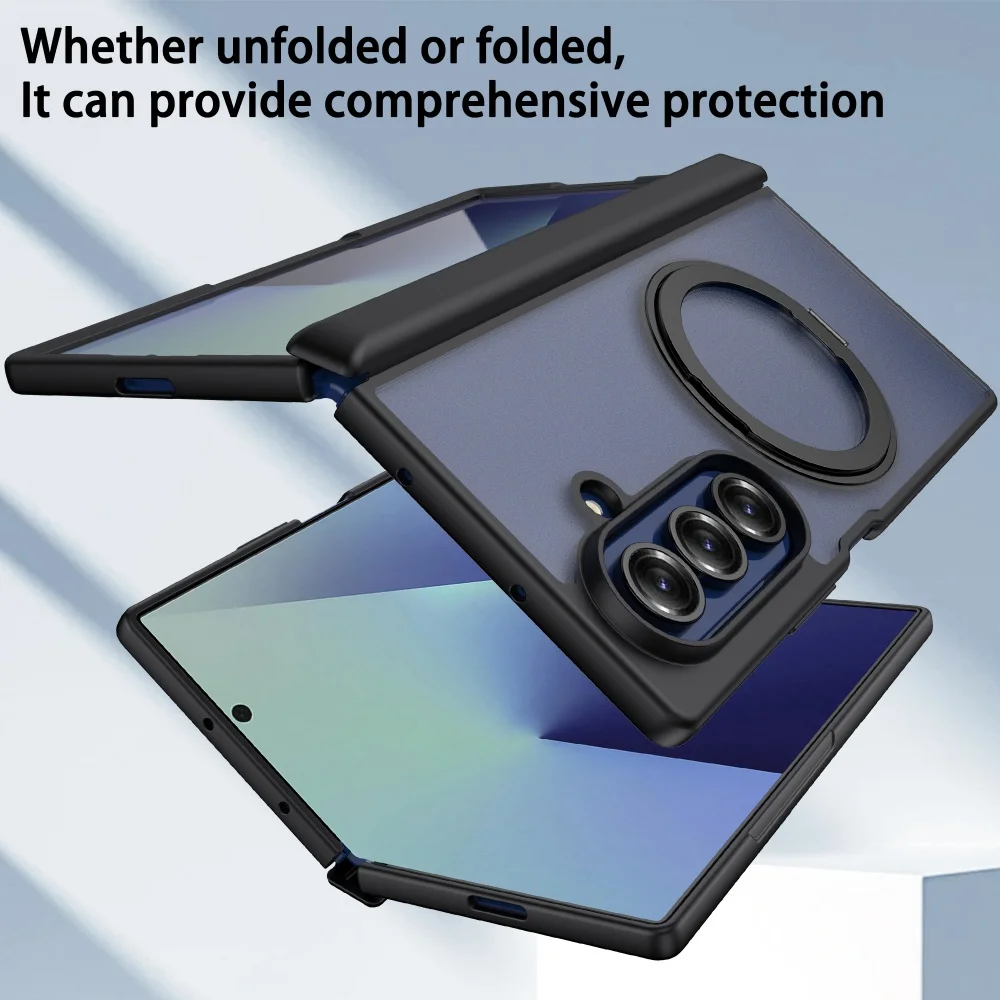 Magnetic 360° Rotating Stand Case with Hinge Protection and Screen Film Cover