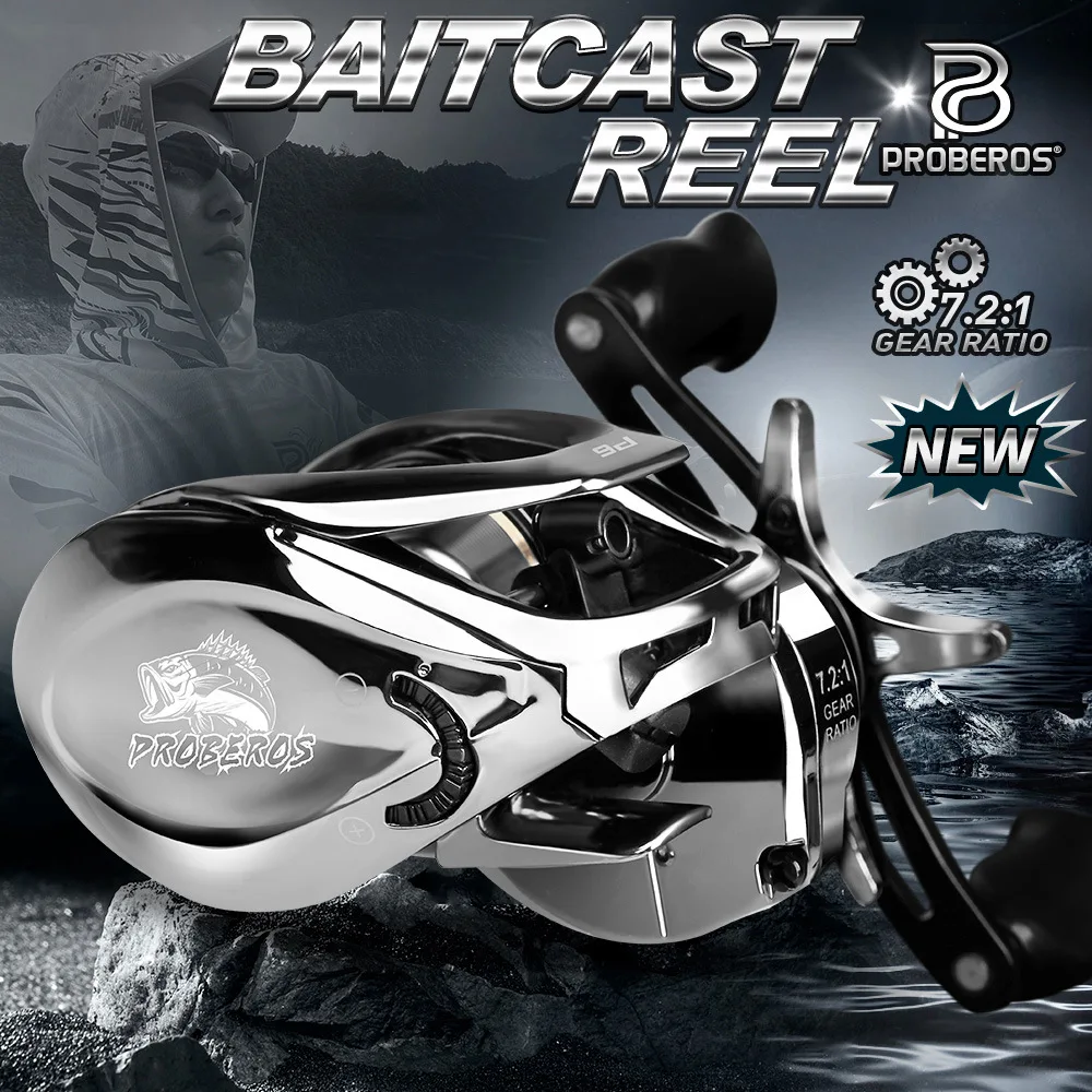 Description Picture 2 of itemBaitcasting Reel 7.2:1 Gear Ratio 5+1BB Bearings Drag Alarm Long Cast Anti-Tangle Fishing Water Drop Wheel With 8 Magnets