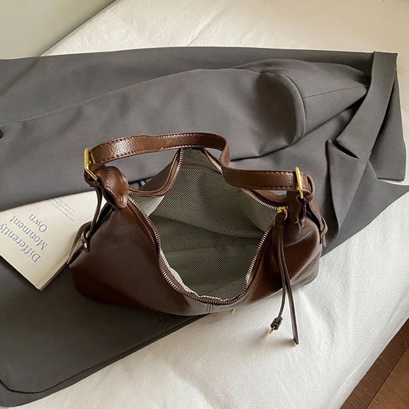 Korean Retro Pu Shoulder Bags For Women Luxury Designer Crossbody Bag Females Fashion Underarm Bags Handbags