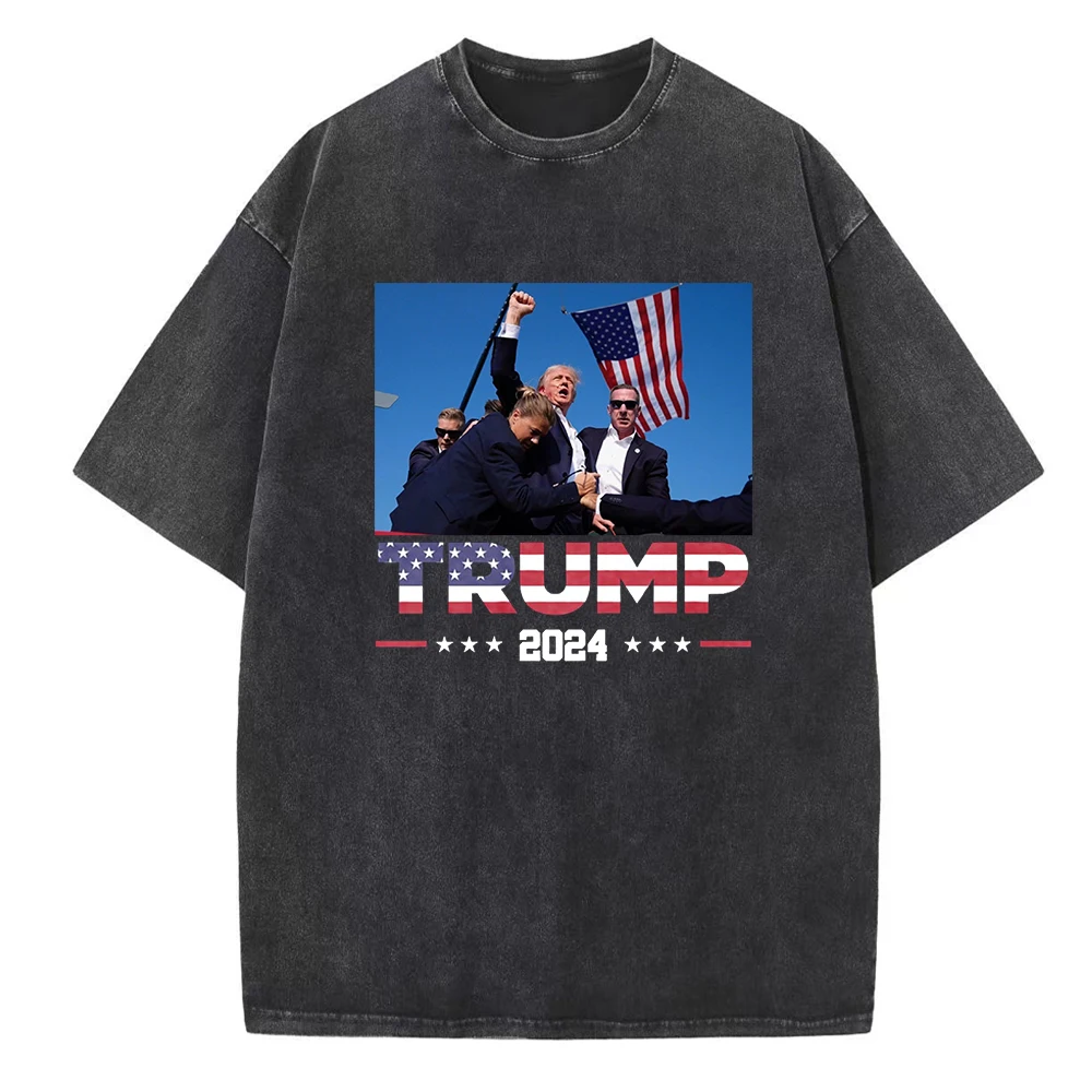 Camicia Da Uomo Con Scritta "Donald Trump DJT Support Trump Fist Pump Shirt Patriotic Shirt, Blu Navy, XL - Foto 10