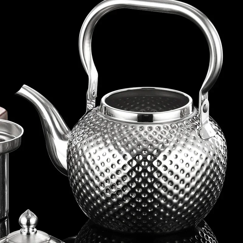 

Stainless Gold Teapots Silver Kettles Tea Hammered Kettle Spherical Steel Stove Induction Cooker Drinkware Teapot