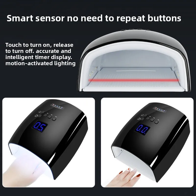 충전식 UV LED 네일 램프 33개 램프 비드 66W LCD 화면 무선 젤 경화 램프 네일 살롱 도구