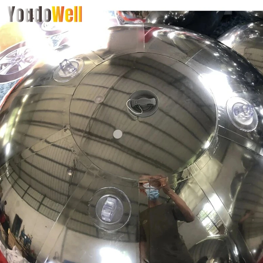 Decorative Ceiling Hanging Inflatable Mirror Ball Balloon Giant Mirror Ball Gold And Silver Rainbow Outdoor Disco Ball Floating 2