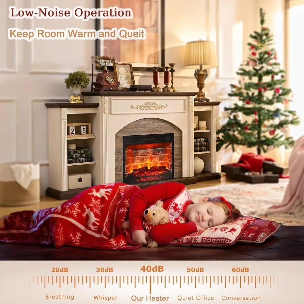72" Electric Fireplace,FarmhouseTV Stand for TVs Up To 80 Inch, Entertainment Center with Storage for Bedroom,Fireplace TV Stand 5