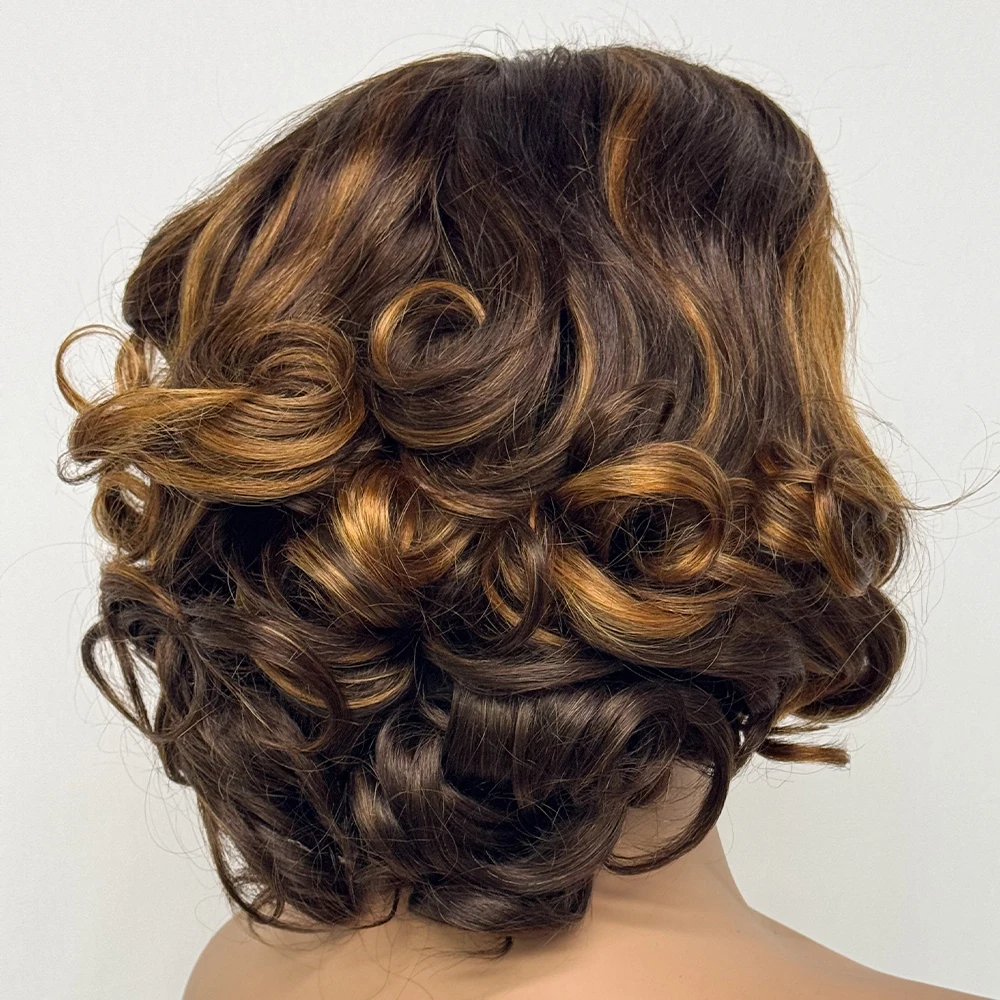 250% Density  5x5 Lace Closure Wig Short Loose Bouncy  Wig 100% Human Hair Loose Bouncy Human Hair Wig For Black Women