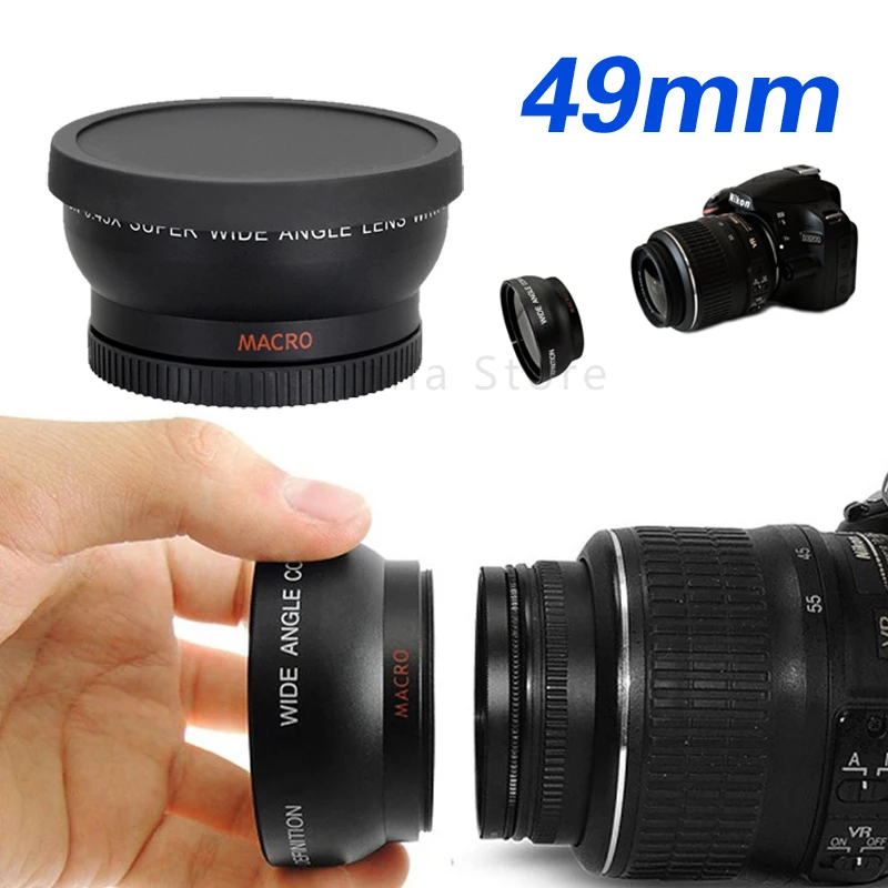49Mm 0.45X Obiettivo Fotografico Macro Grandangolare Super Macro Fisheye Per Canon Nikon Sony Pentax Dslr Dv Fotocamera Slr Obiettivo Con Filettatura 