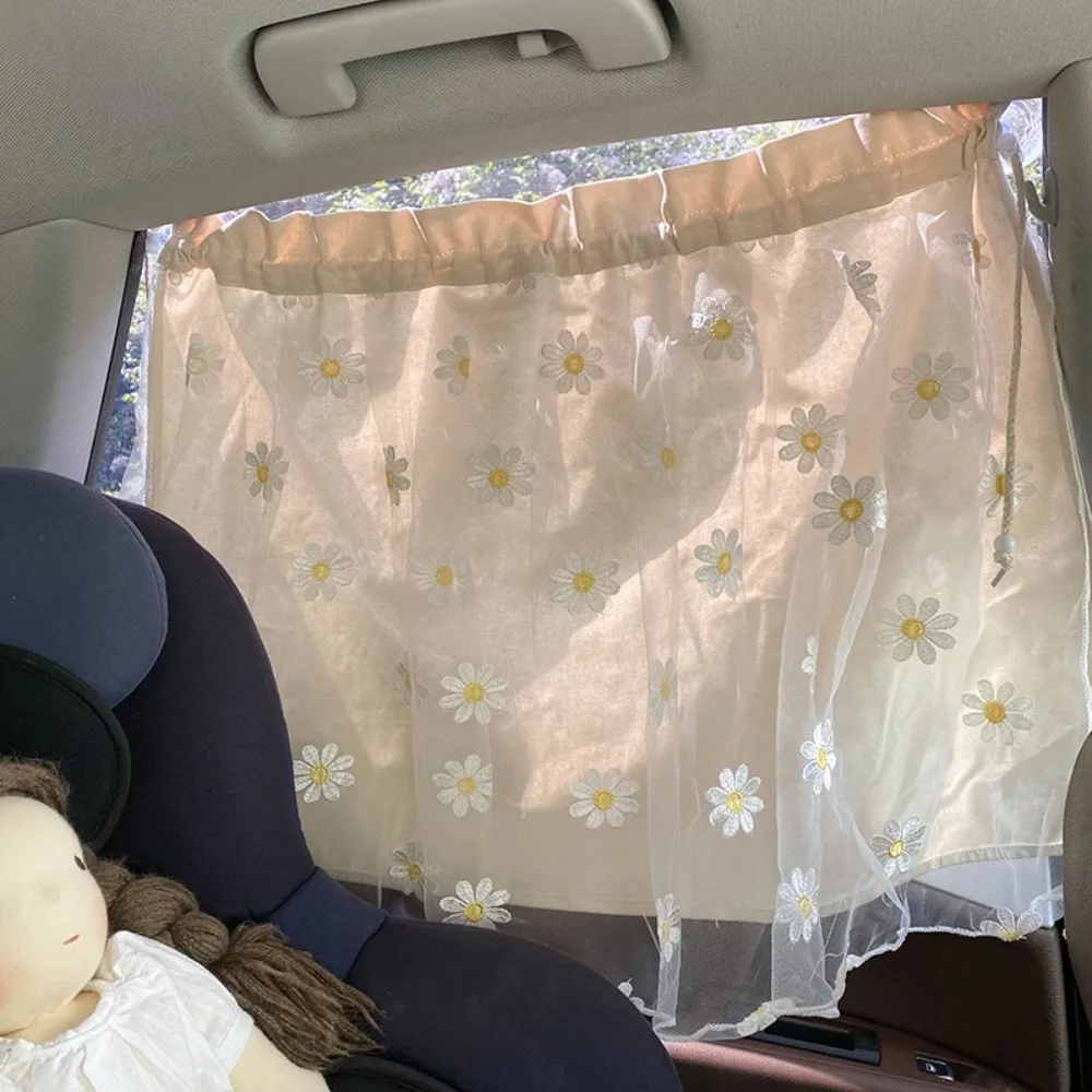 Cotton Embroidered Universal Car Curtains Baby Side Window Sunshade UV Protection for Kids Travel