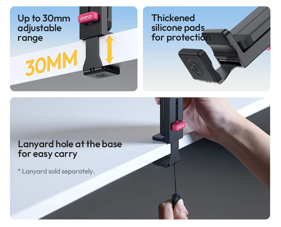  MA89 Phone Holder Mount for Smartphone Tripod Selfie Stick with 30MM Bottom Cl