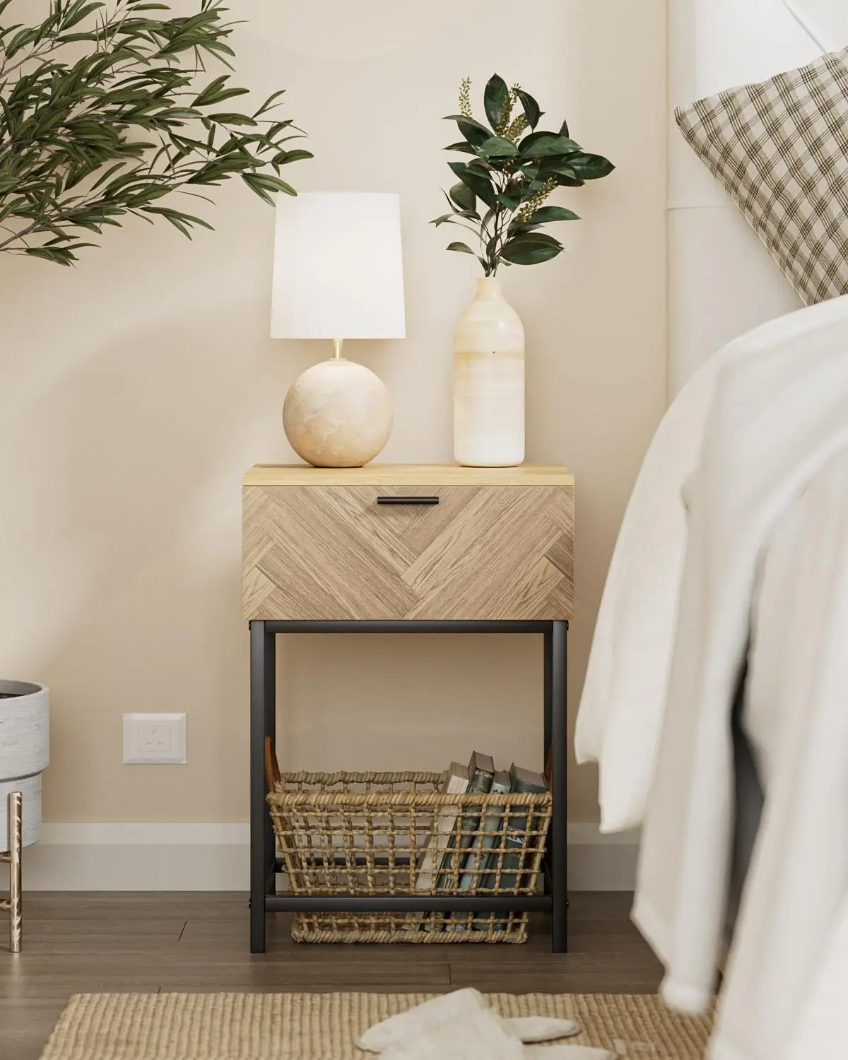 Nightstand,Bedside Tables with Storage Drawer,Bedside Furniture,Small Side Table for Small Spaces, Bedroom, Living Room