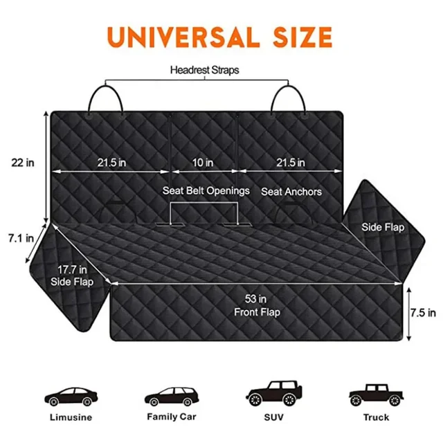 Car Dog Seat Cover for Back Seat Waterproof Auto Rear Pet Seat Protector Mat Nonslip Universal Safety Carrier For Outing Dogs 6
