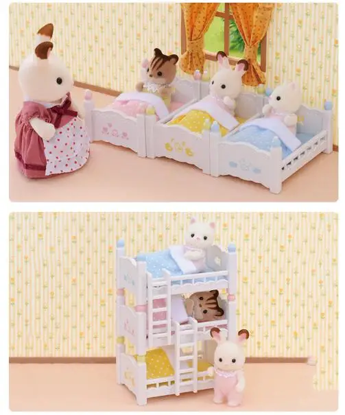 Sylvanian Families Dollhouse Playset Furniture Triple Bunk Beds Set Accessories Toy No Figure New in Box 4448 5