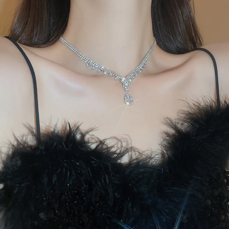 3Pcs/Set Women Crystal Necklace Earrings for Bridal Jewelry Sets,Crystal Jewelry Sets