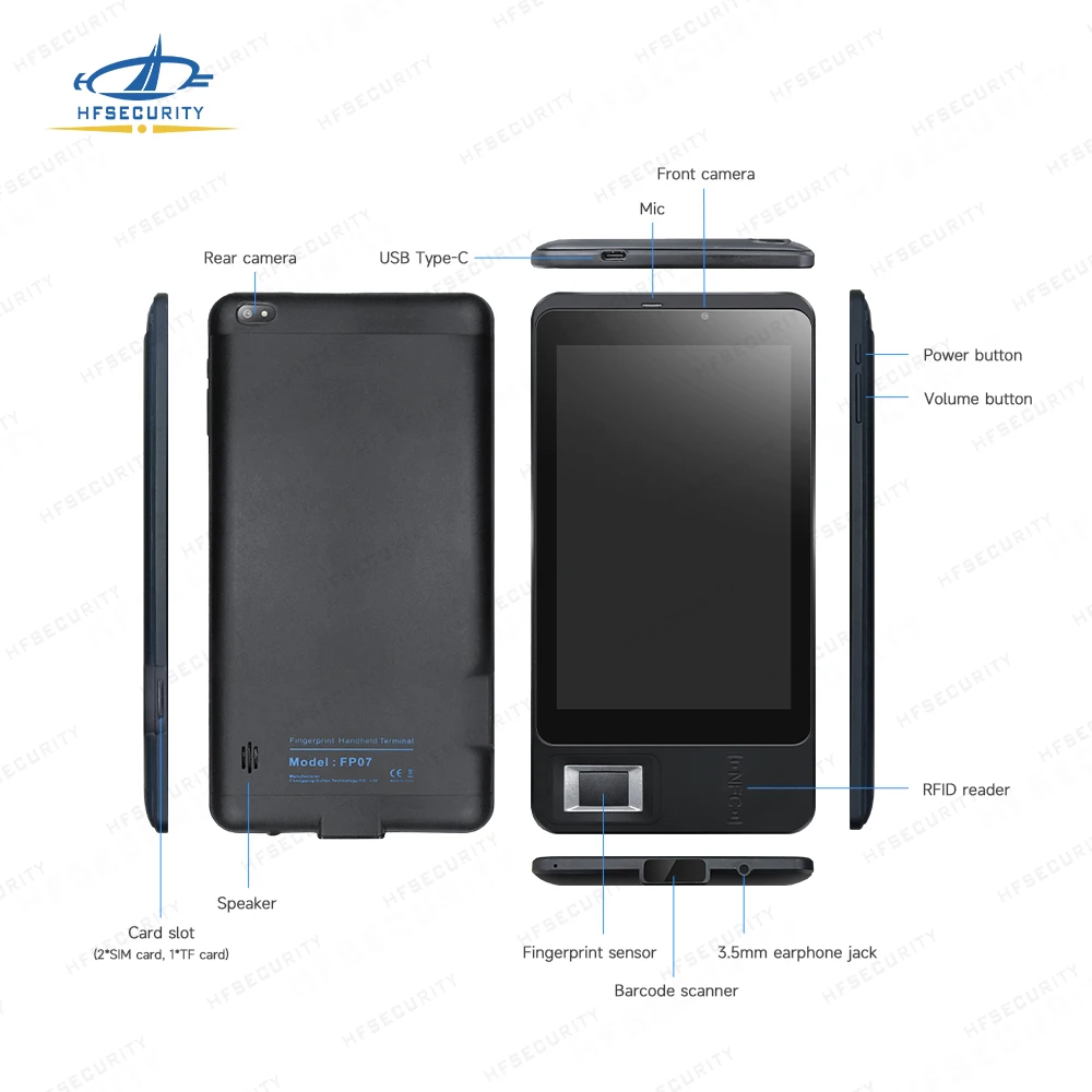 

Hot Selling HF-security FP07 7 Inch Facial Recognition Module Time Attendance System Machine for Workplace