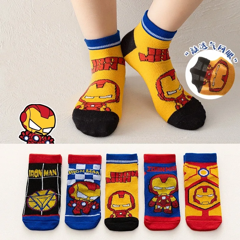 Kids' Superhero Mesh Socks – 5 Pairs of Breathable Cartoon Socks