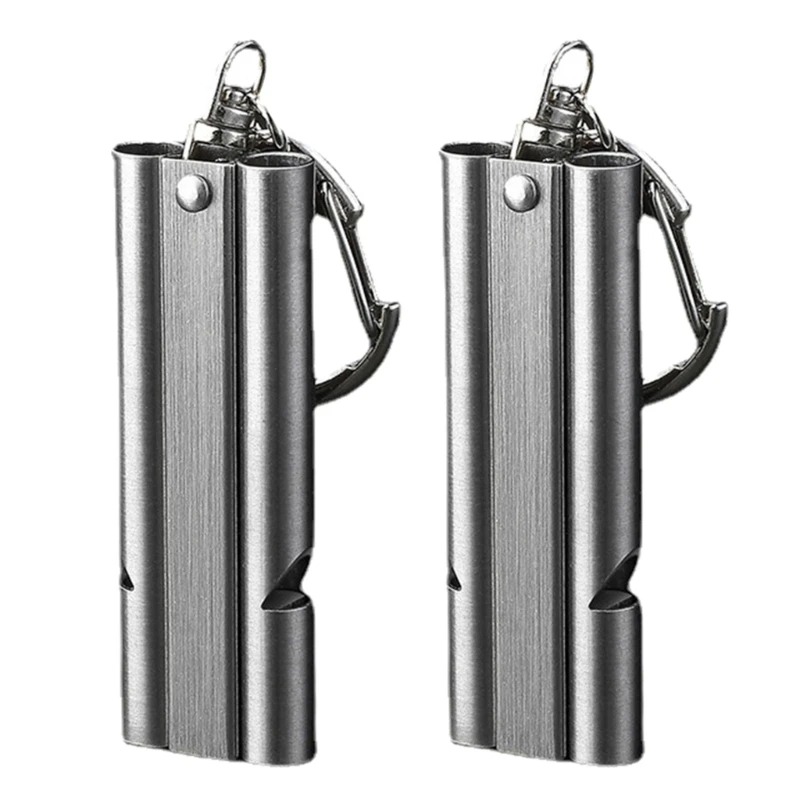 

2 Pcs Emergency Whistles Louds Portable Double Tube Whistles Stainless Steel Signal Whistles Outdoor Survival Whistles