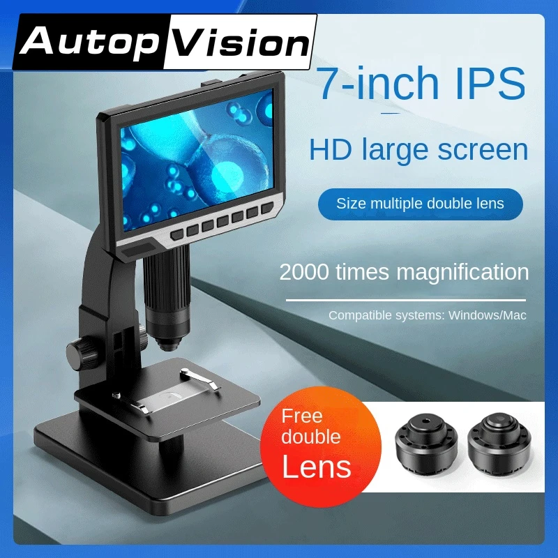 2000X 10LED 7 inch 1200w Smart digital microscope adjustable with