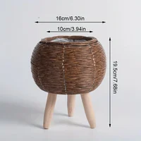Charming Rustic Rattan Planter With Wooden Legs - Versatile Woven Storage Basket For Indoor/Outdoor Plants & Decor 4