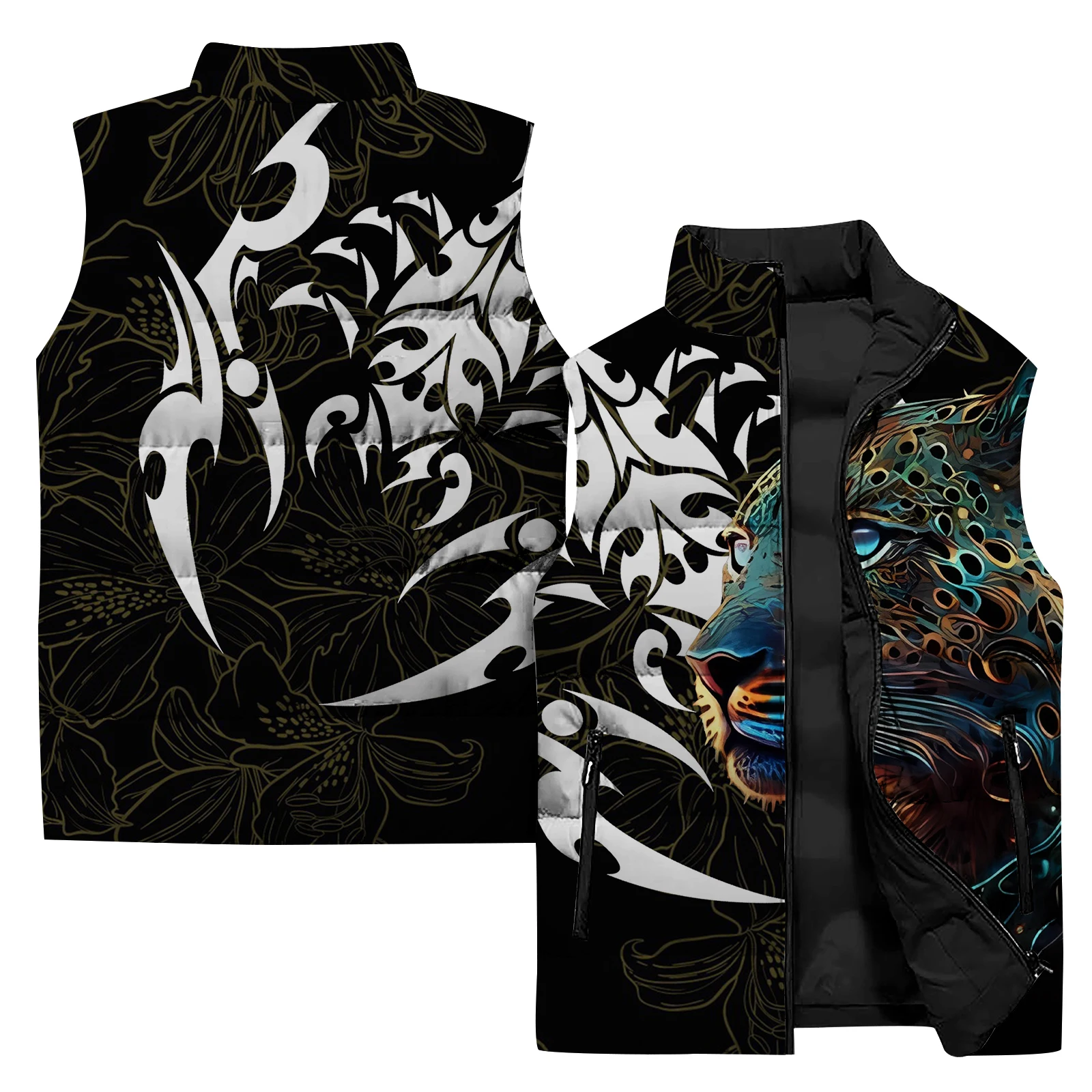 thumbnail image 1 of Chaquetas de invierno cómodas y versátiles para hombre, chalecos deportivos elegantes con estampado de tigre, resistentes al viento y al frío, ropa de trabajo para hombre, 1 of 4