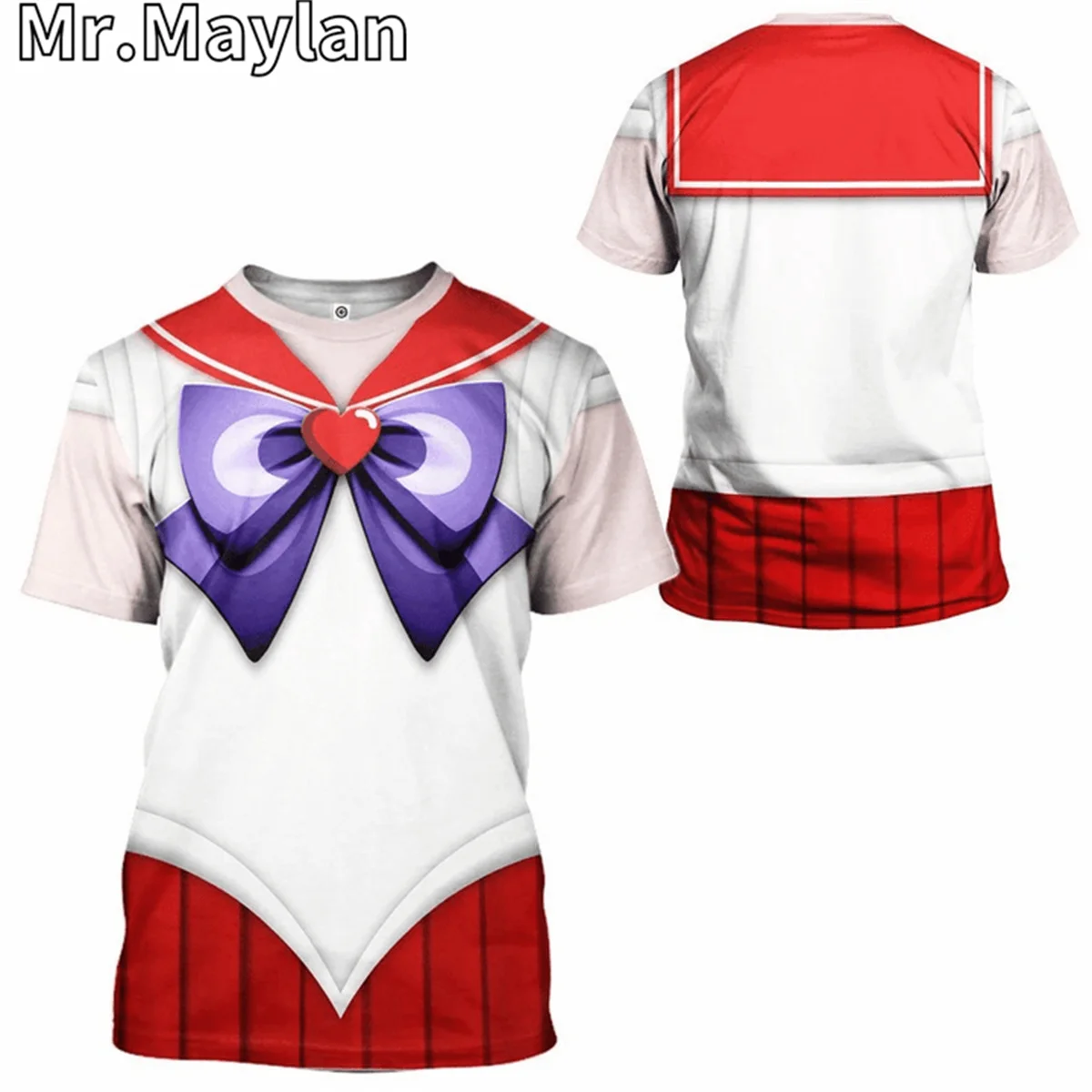 Sailor Pluto Cosplay T shirt 3D Kawaii Anime Tshirt  Women Harajuku Casual Streetwear Hiphop O-neck Tee Shirt Girl's Clothes